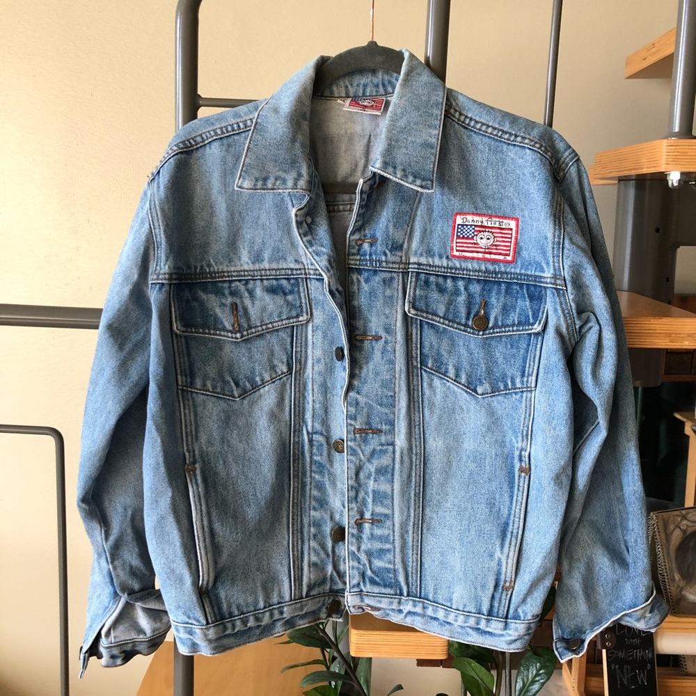 Vintage Denim Jacket w Metallic Flag